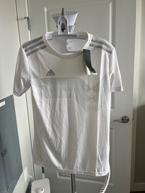 adidas White and Gray Performance Soccer Jersey